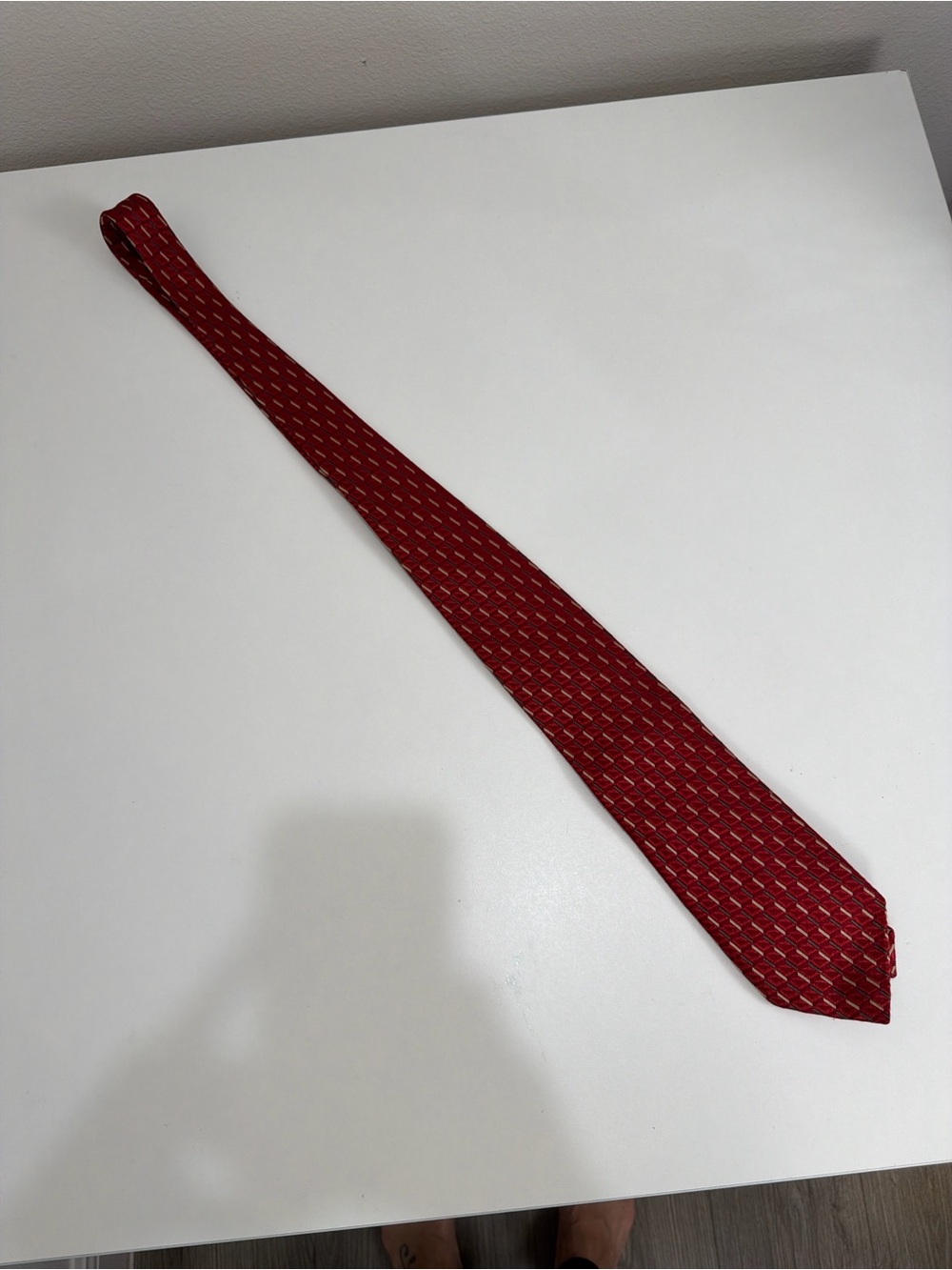 Burberry Red Woven Diagonal-Pattern Tie